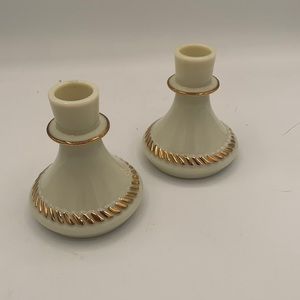 Wheaton Ware Custard Glass Candle Holders (2)